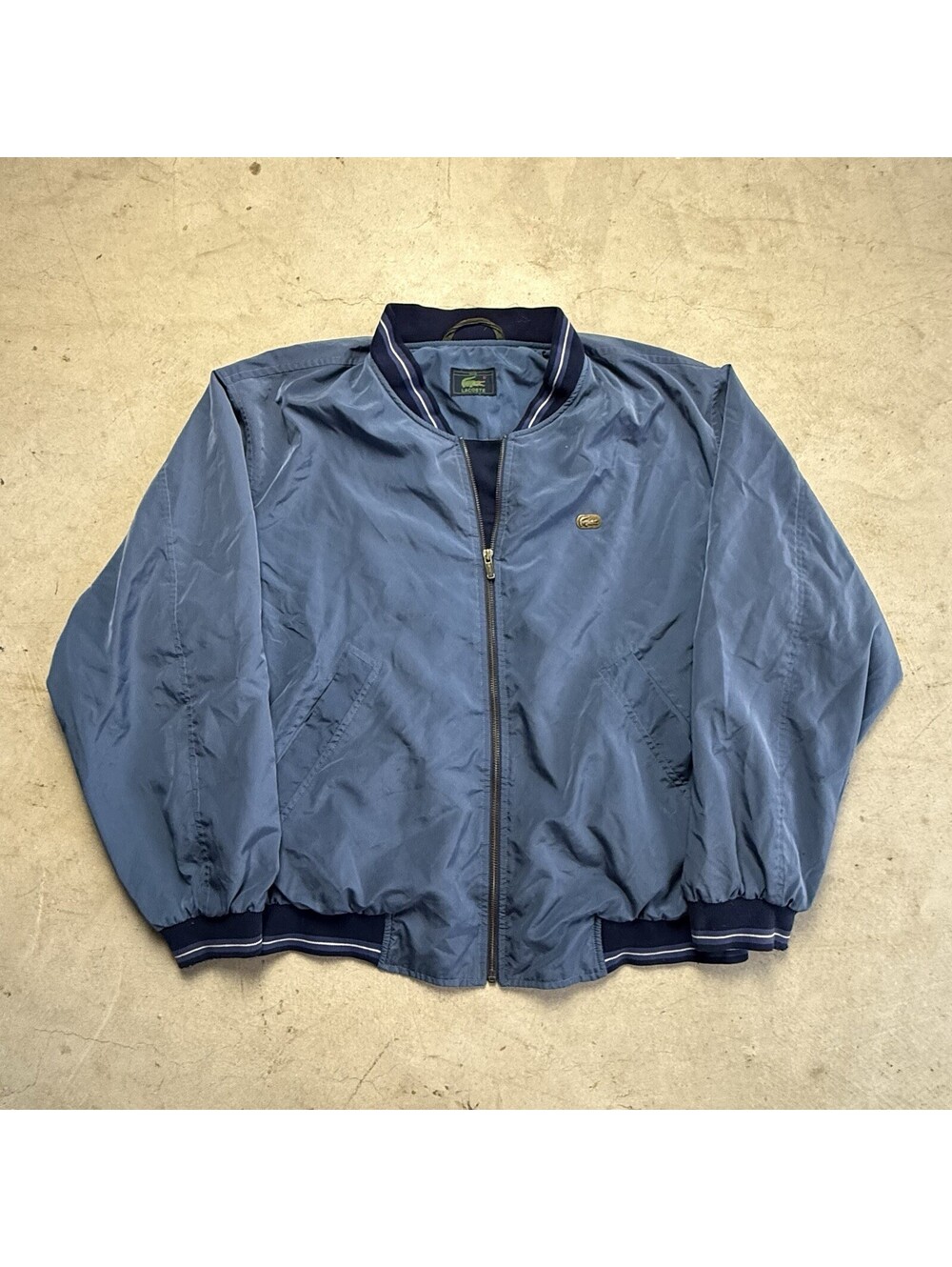 VTG Izod Lacoste Bomber Jacket Men Large Windbreaker Golf Tennis Preppy